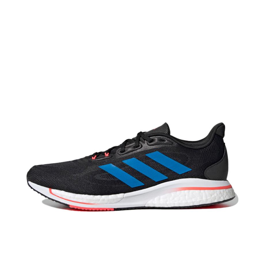 推荐商品：adidas Supernova+ 跑鞋 防滑耐磨网布透气织物 黑色/蓝色 