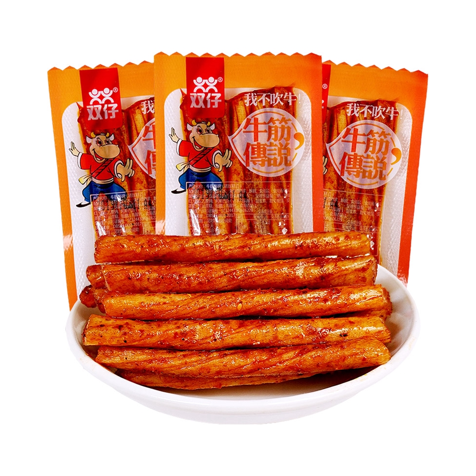 推荐商品：双仔 手撕牛板筋辣条 散装