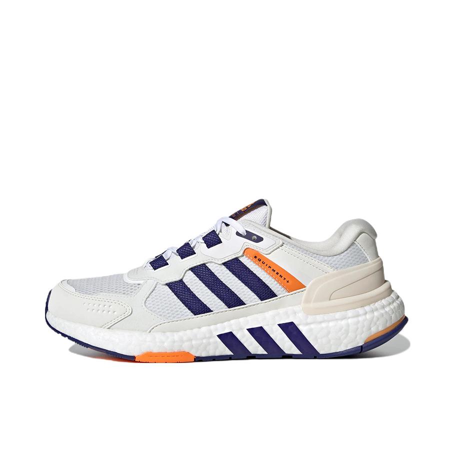 推荐商品：adidas Equipment+ 跑鞋 缓震防滑耐磨舒适轻便透气网面全掌织物回弹轻运动 橙色/蓝色/白色