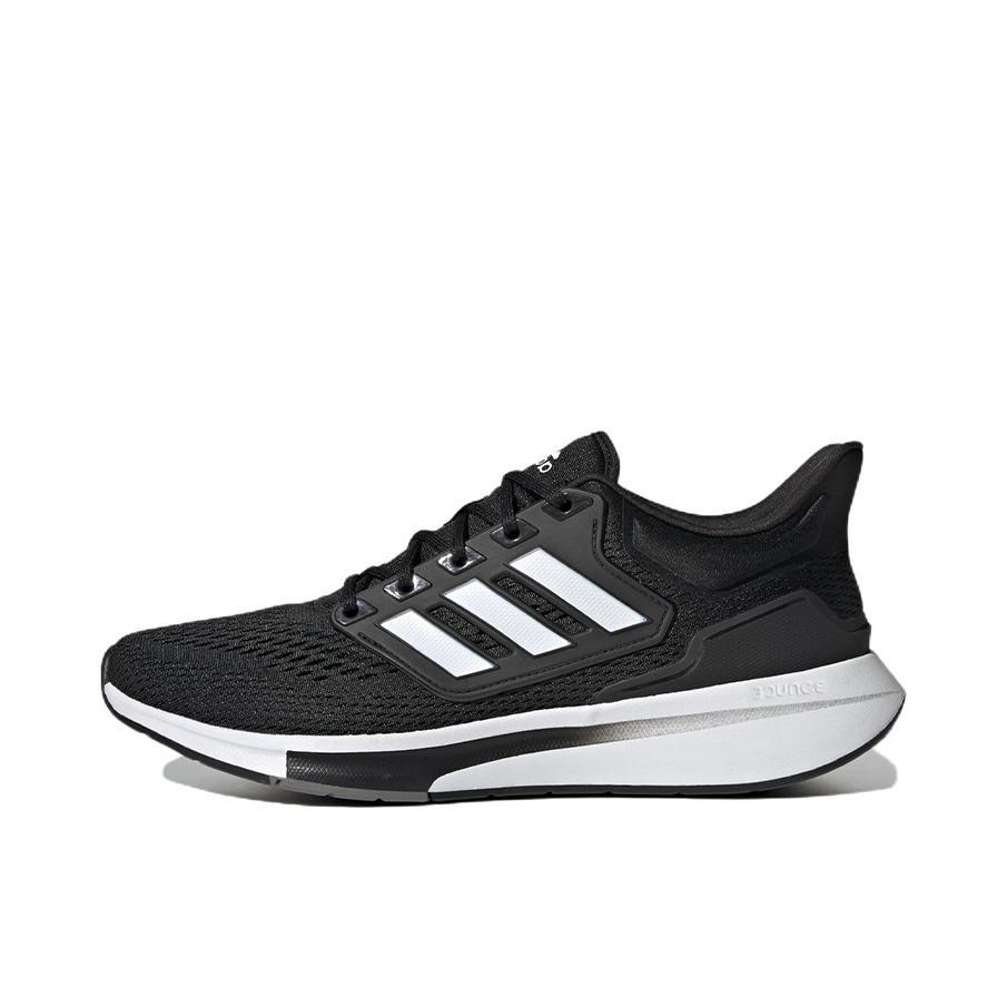 推荐商品：adidas EQ21 Run 跑鞋 减震防滑耐磨透气网面随心畅跑稳定轻质包裹性 男款/黑色/云白