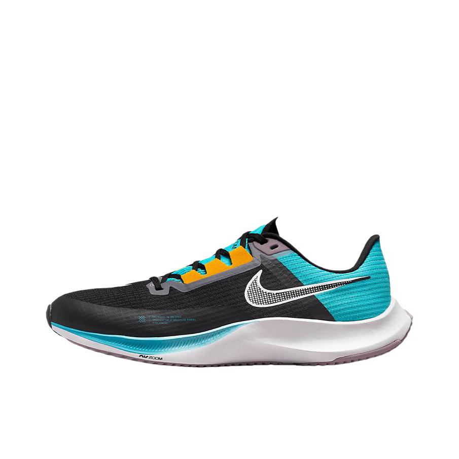推荐商品：Nike Air Zoom Rival Fly 3 跑鞋 网面透气轻质缓震耐磨防滑织物回弹包裹性 黑色/蓝色
