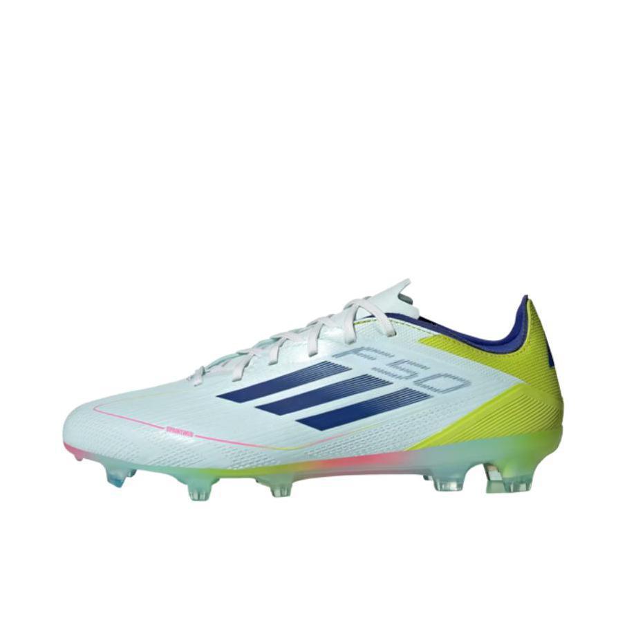 推荐商品：adidas F50 Pro FG 次顶级 胶质长钉 硬天然草场 防滑耐磨 足球鞋 蓝色