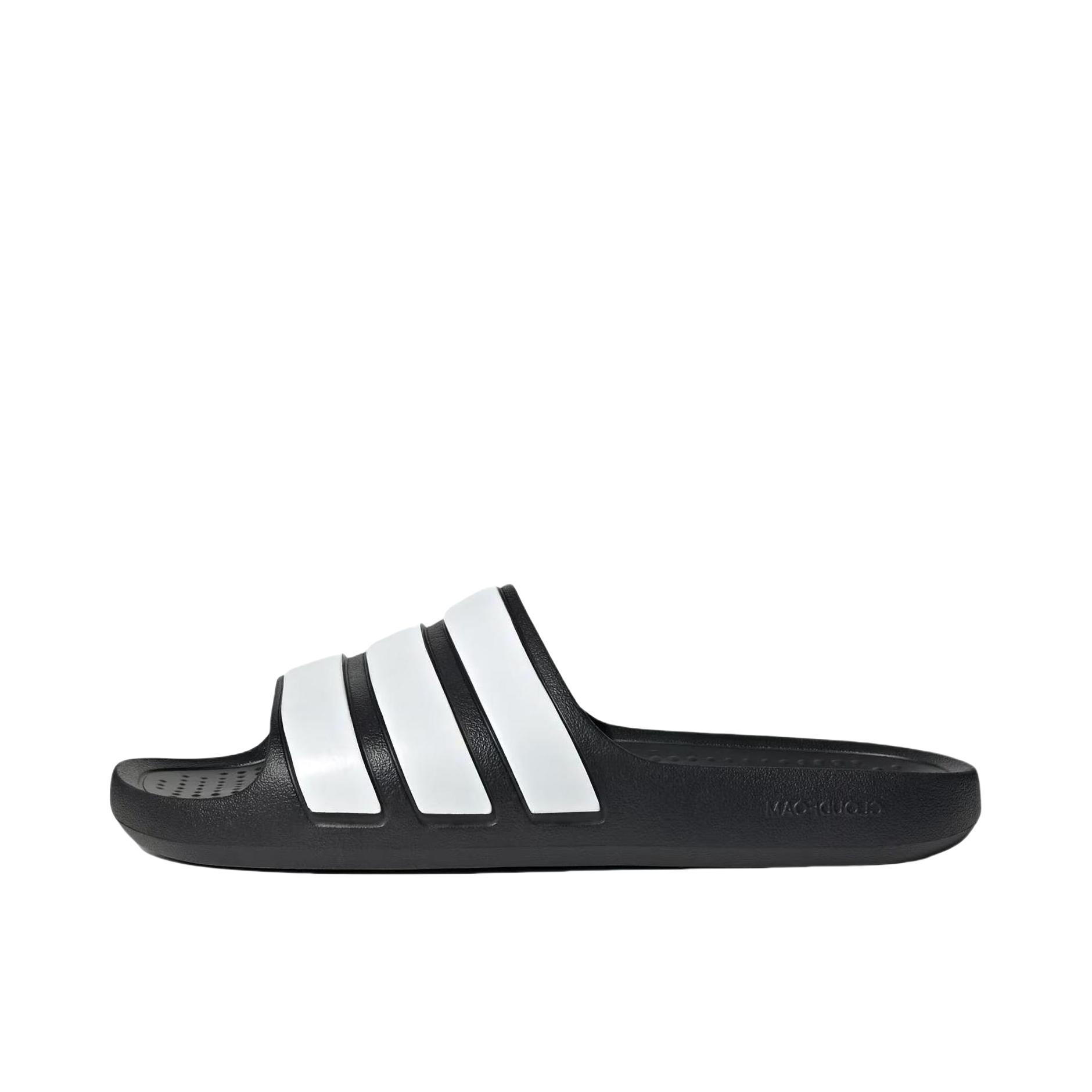 推荐商品：adidas Alquo Vario 轻便舒适 防滑 时尚 运动 一字 拖鞋 Black/White 黑白