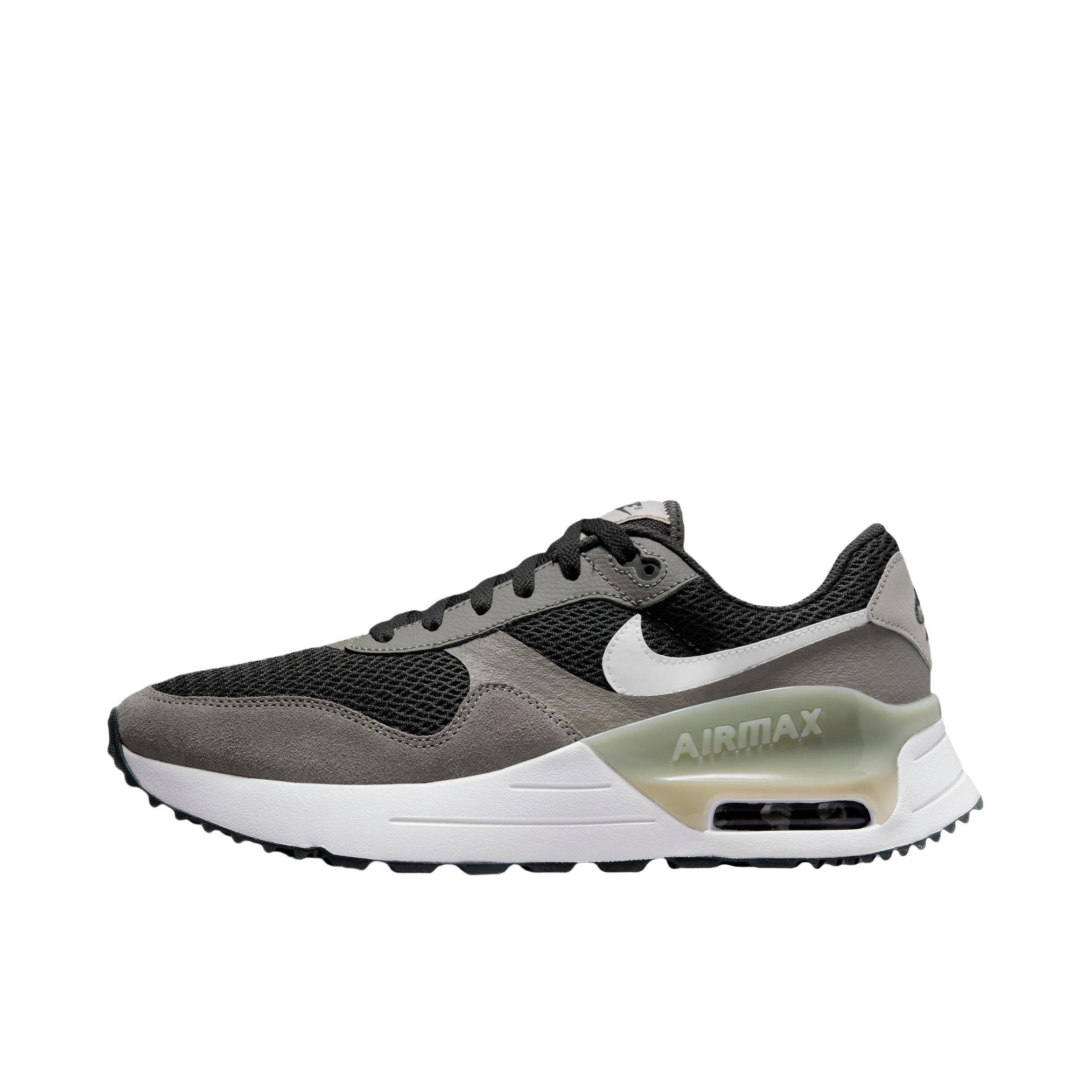 推荐商品：Nike Air Max Systm 气垫 网面透气 防滑耐磨 减震轻便 复古 织物 跑鞋 男款/暗烟灰/白色