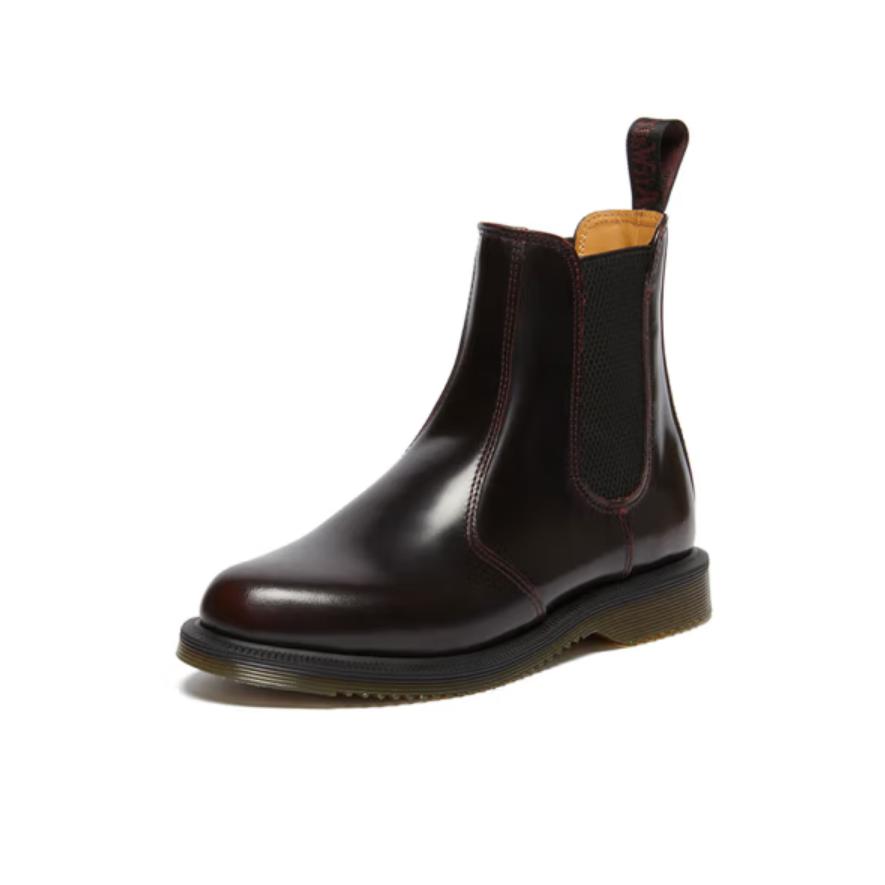 推荐商品：Dr. Martens 马汀博士 Flora Smooth 英伦 高光皮 短筒 烟筒靴 切尔西靴 女款/樱桃红