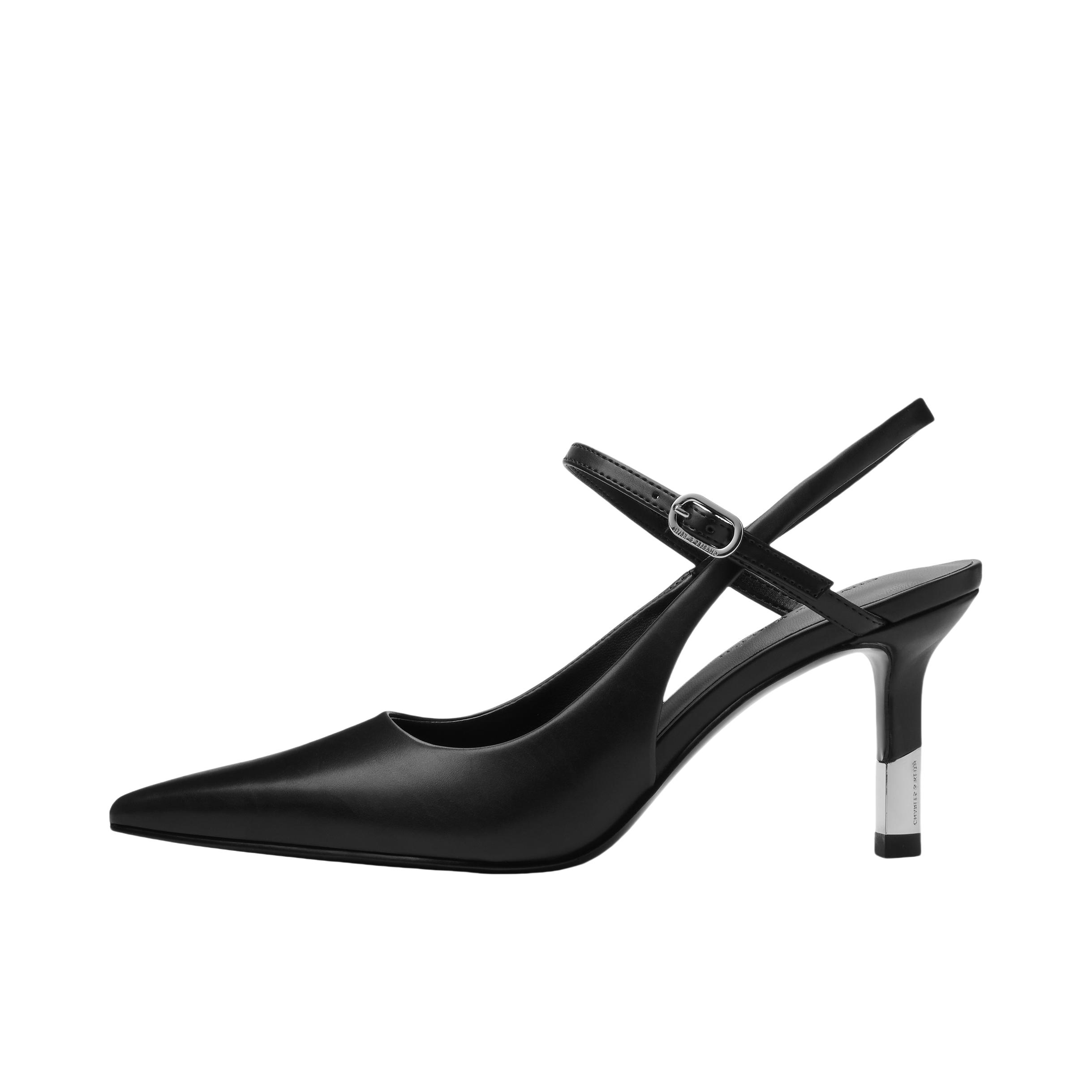 推荐商品：CHARLES&KEITH 高跟鞋 凉鞋 PU法式通勤尖头细高跟晚宴年会一字 CK1-60361529 黑色