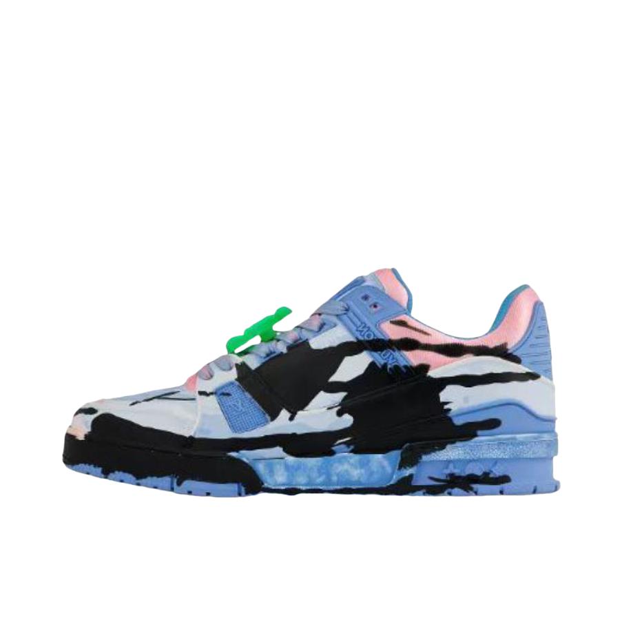 推荐商品：【周轶伦同款】 Louis Vuitton 路易威登 Trainer 皮革 低帮 平跟 系带 板鞋 蓝色