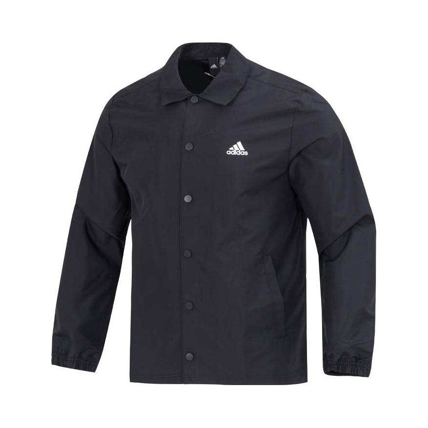 adidas 运动跑步梭织翻领长袖夹克 H61157