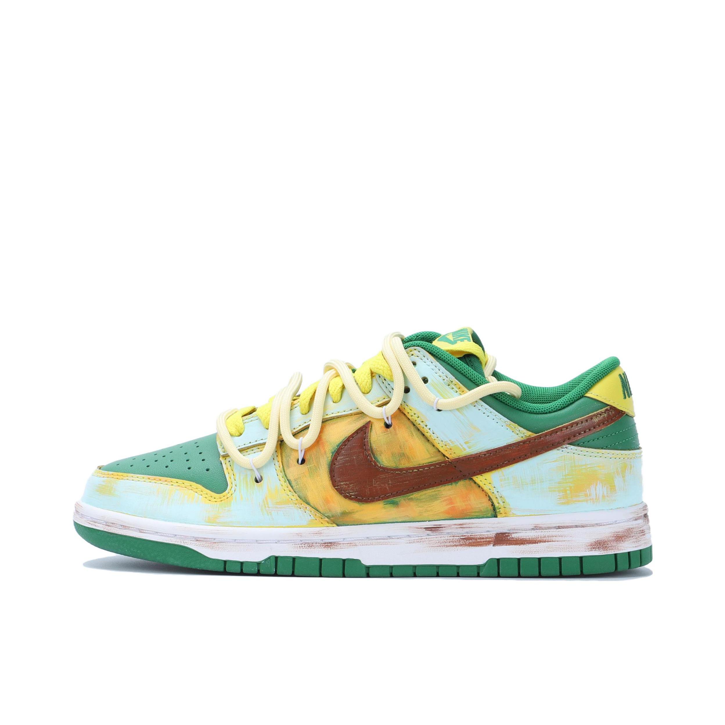 推荐商品：【定制球鞋】 Nike Dunk 板鞋 平跟系带防滑耐磨做旧高街简约百搭潮流复古美式 油画向日葵