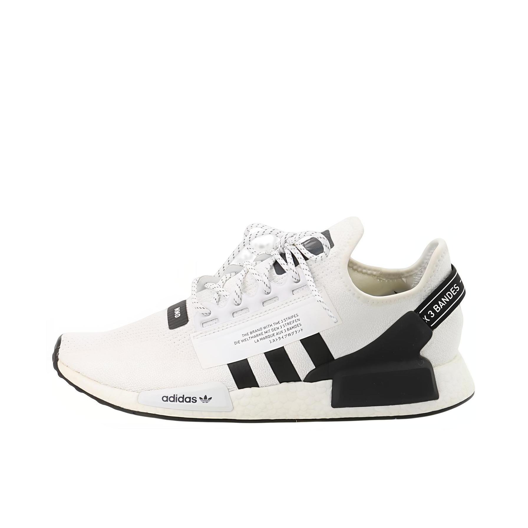 推荐商品：adidas Originals NMD R1 V2 减震 防滑耐磨 网面透气 舒适 运动 休闲鞋 白黑