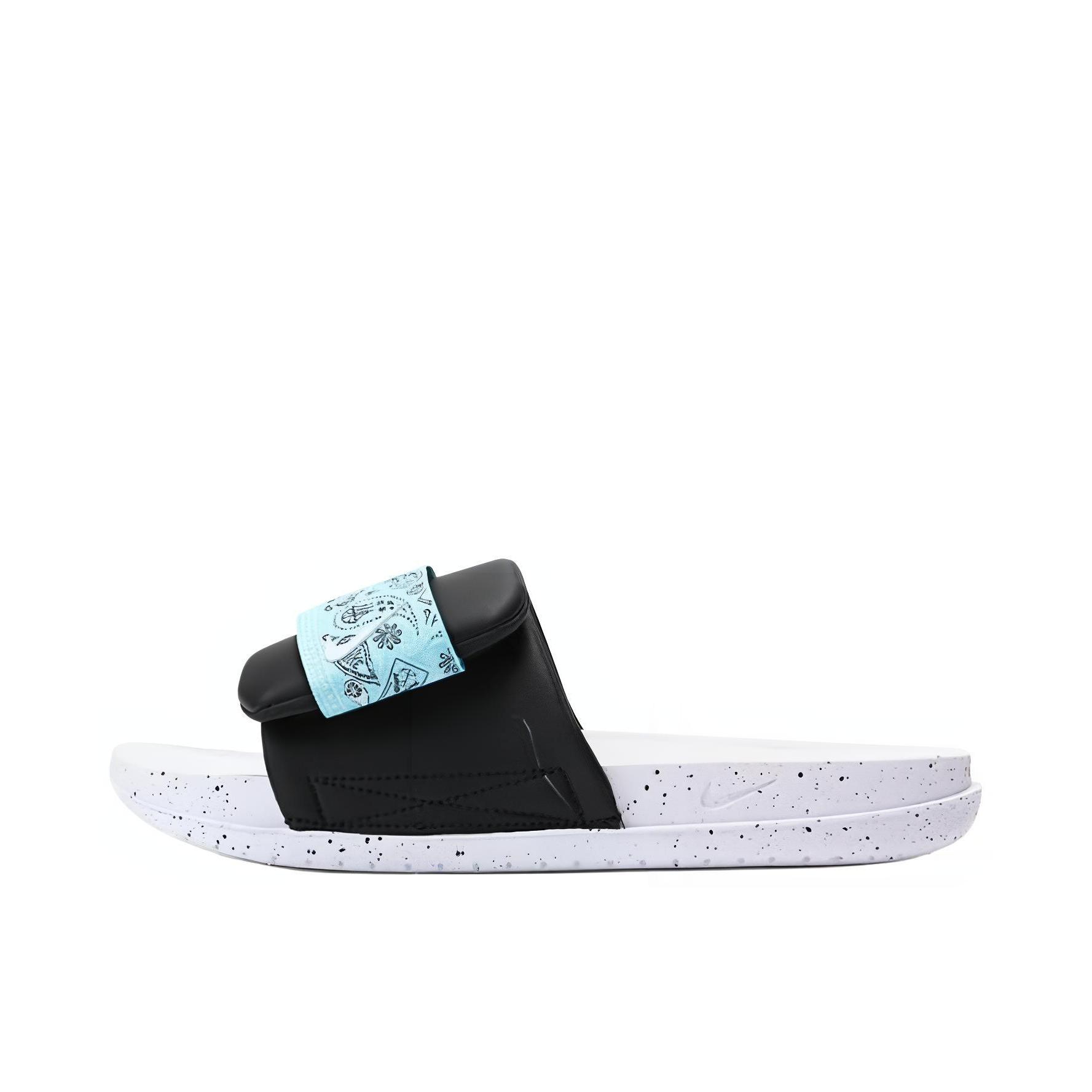 推荐商品：Nike ADJUST SLIDE 舒适缓震 防磨时尚 耐高 车缝线 户外 一字 沙滩 拖鞋 黑色/蓝色