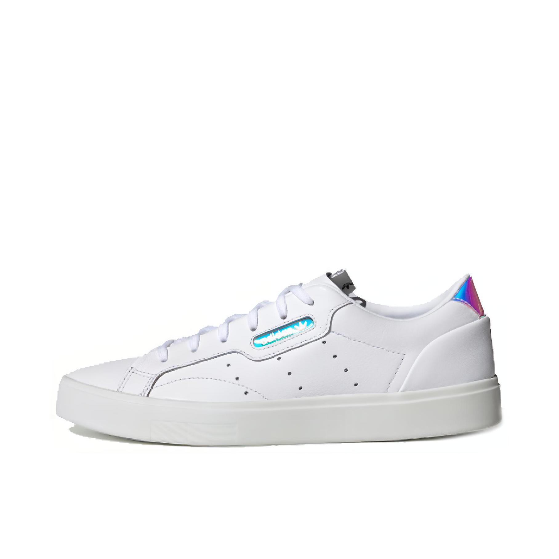 推荐商品：adidas Sleek 板鞋 时尚经典复古舒适百搭防滑耐磨轻便透气耐用包裹性 White 白色/镭射色