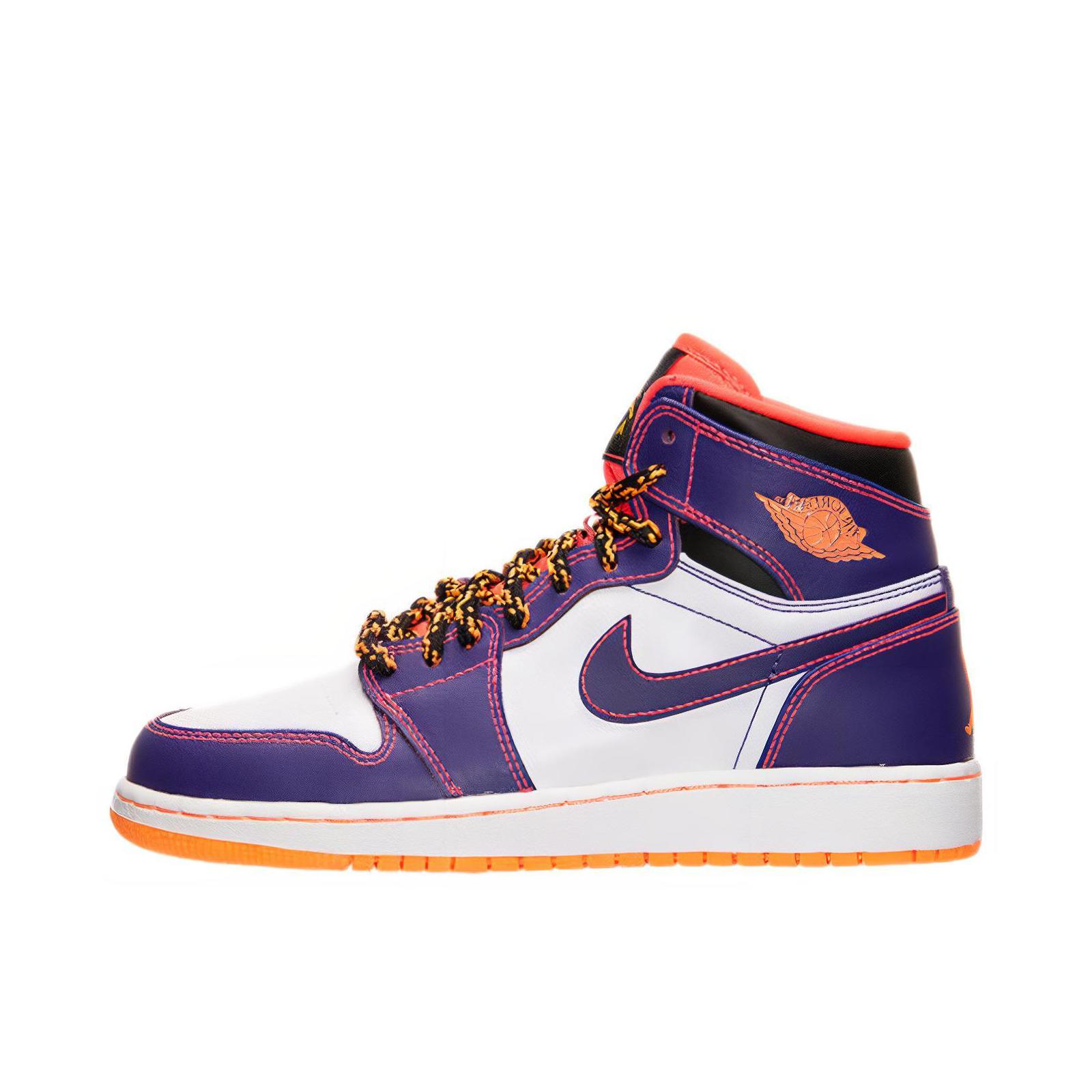 推荐商品：Air Jordan 1 板鞋 运动休闲鞋 复古潮流支撑合成革 Taz GS/高帮/白色/紫色/橙色