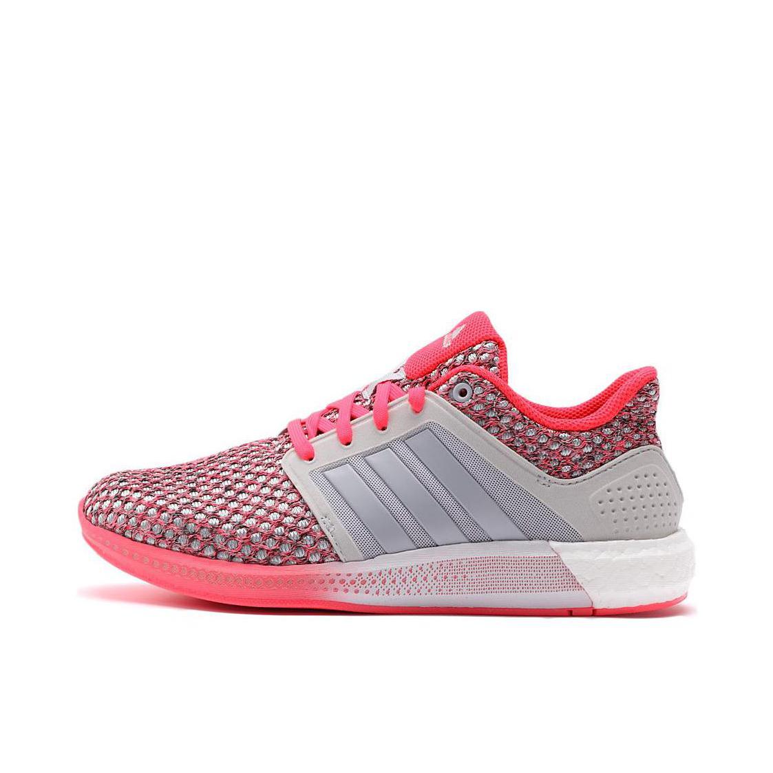 推荐商品：adidas Solar Boost 跑鞋 防滑耐磨轻便透气减震回弹织物支撑马拉松训练 Grey/Pink 粉/灰
