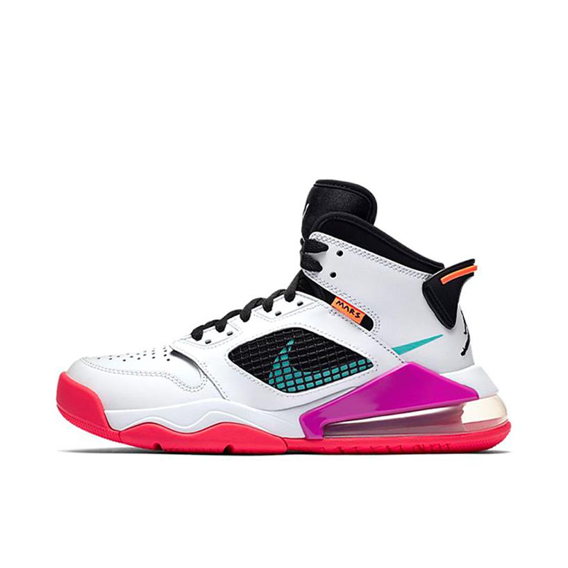推荐商品：Air Jordan Mars 270 运动休闲鞋 复古时尚舒适减震防滑耐磨实战气垫网布织物 White/Black/Orange 白色/黑色/橙色/紫色