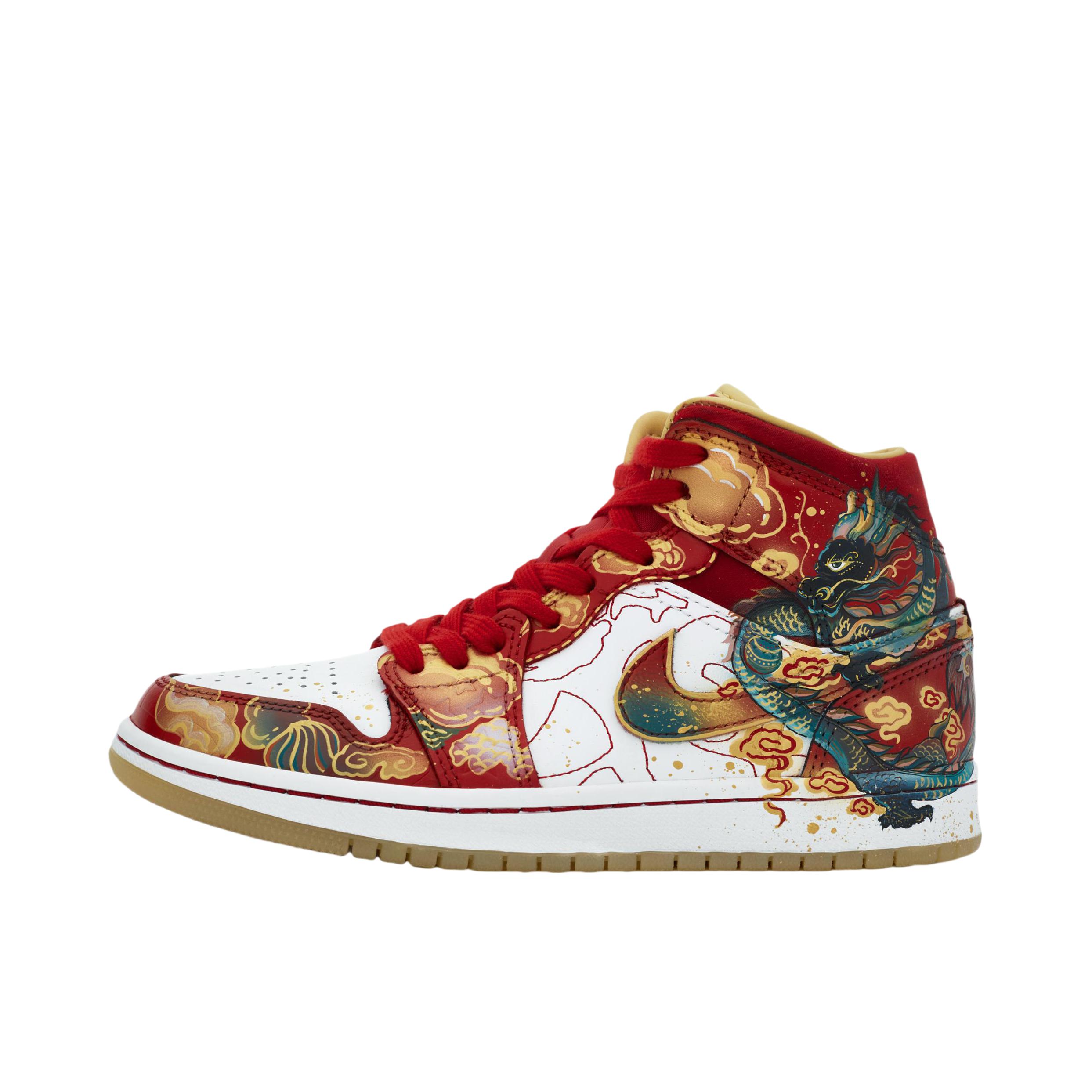 推荐商品：【定制球鞋】Air Jordan 1 减震 耐磨 透气 平跟 复古 潮流 简约 包裹性 防滑 轻便 支撑 增高 板鞋 财运兴龙