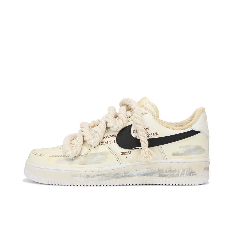 推荐商品：【定制球鞋】Nike Air Force 1 板鞋 舒适轻便防滑耐磨包裹性合成革防水复古简约增高 空军麻绳