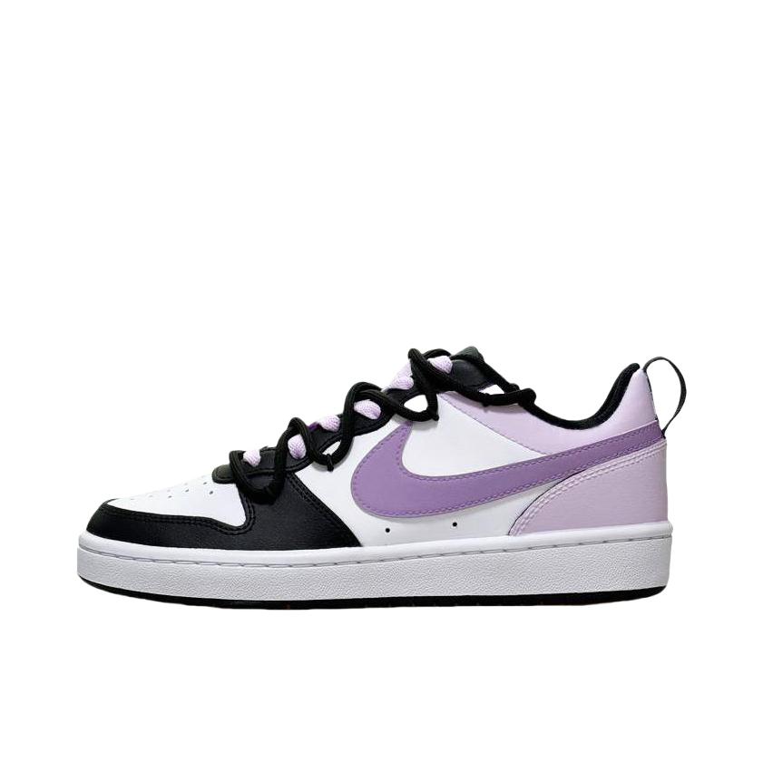 推荐商品：【定制球鞋】 Nike Court Borough 板鞋 防滑防水轻便减震手绘减龄做旧甜酷高街合成革甜妹包裹性复古婚鞋增高小白鞋薄底秋冬脏脏鞋 GS/紫夜精灵
