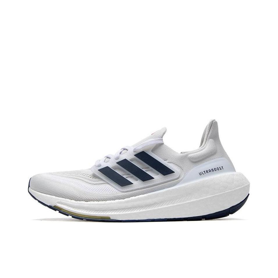 推荐商品：adidas Ultraboost Light 跑鞋 经典UB舒适减震防滑耐磨轻质织物运动随心畅跑抗扭转圆头 白色/蓝色