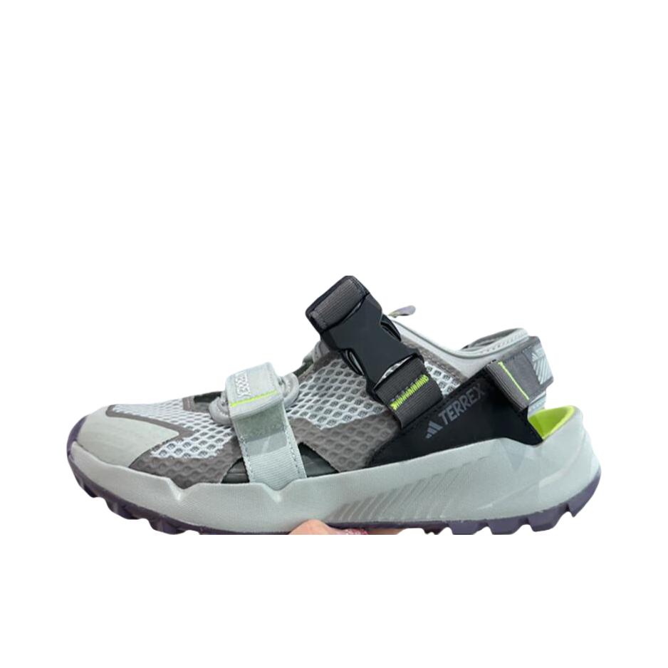 推荐商品：adidas  Hydroterra HYDROTERRA AT 防滑耐磨 舒适透气 缓震轻便 魔术贴 简约  溯溪鞋 凉鞋 浅灰色/深灰色/黑色