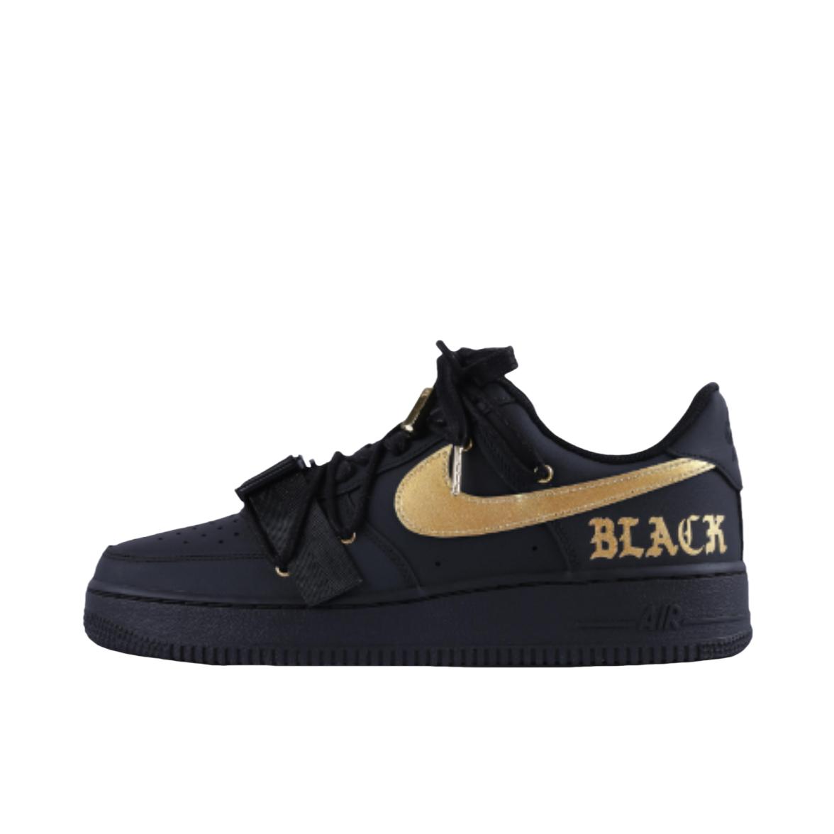 推荐商品：【定制款】 Nike Air Force 1 板鞋 防滑减震耐磨低帮增高 哑光黑金肆