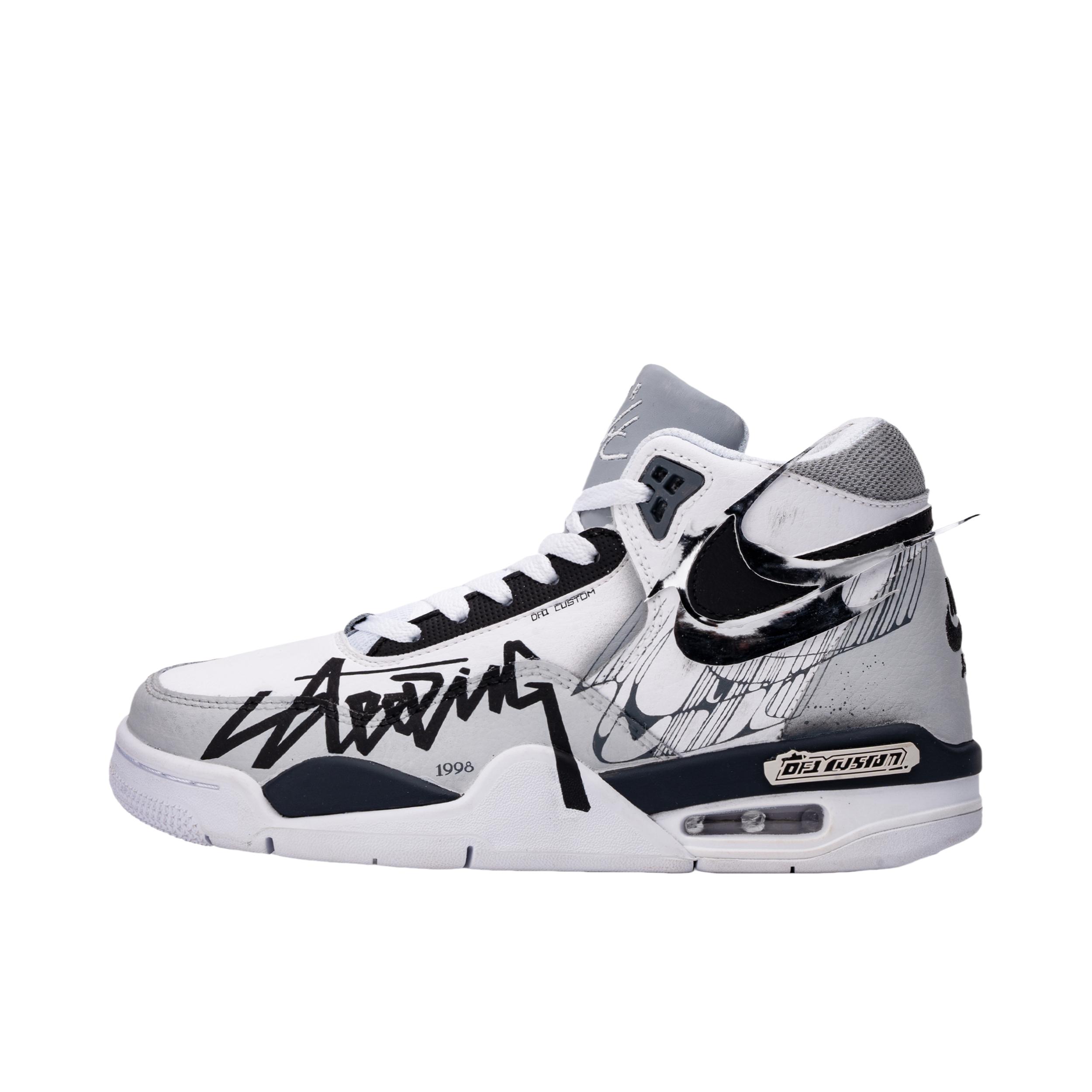 推荐商品：【定制球鞋】Nike Flight Legacy 高帮 舒适减震 防滑耐磨 潮流简约 防水 复古百搭 篮球鞋 银翼