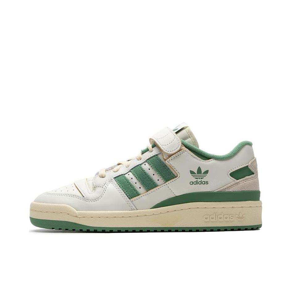 推荐商品：adidas Originals Forum 板鞋 轻便复古防滑时尚魔术贴篮球风薄底包裹性 米白色/绿色
