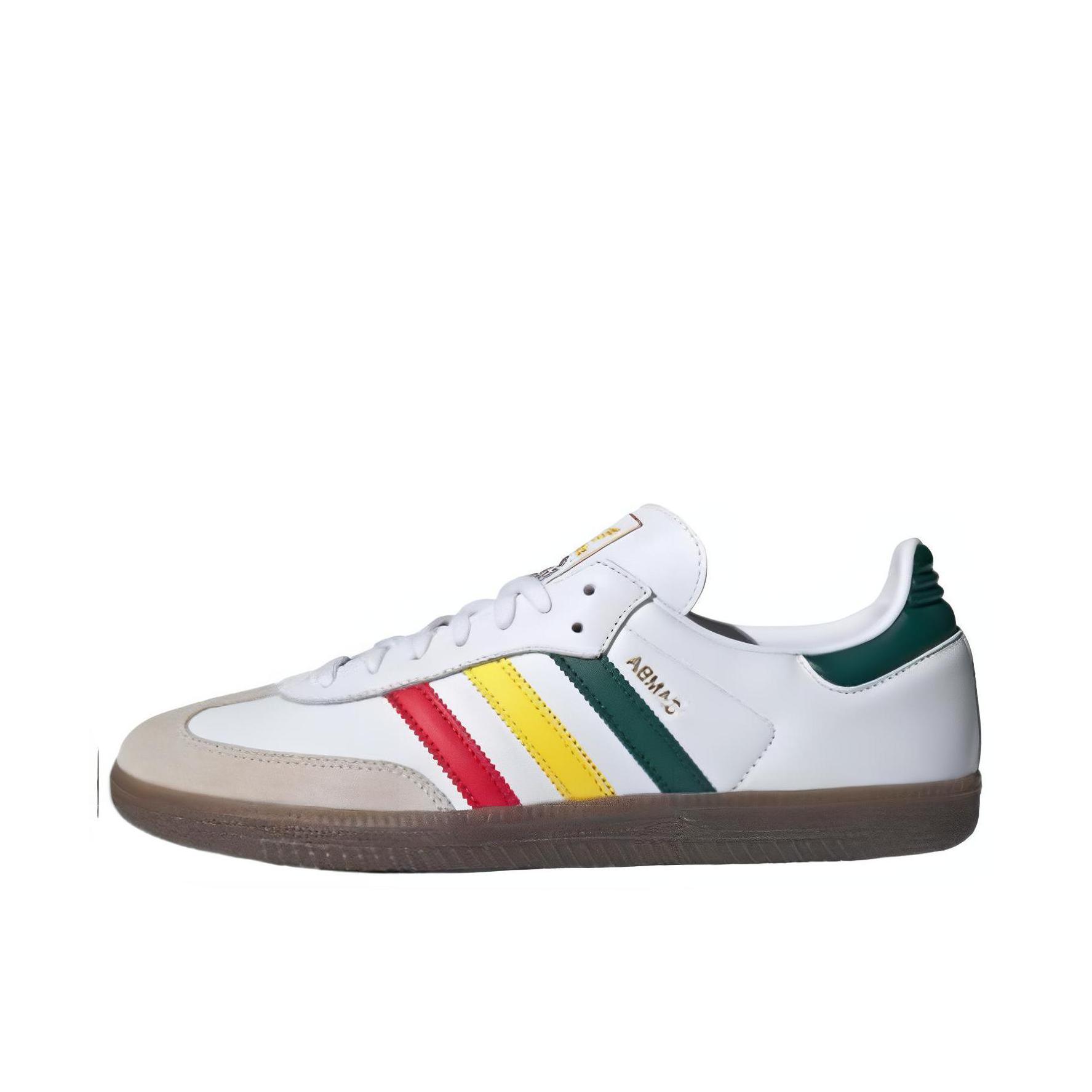 推荐商品：adidas Originals Samba OG T头鞋 板鞋 经典复古舒适百搭耐磨合成革圆头薄底贴合 白色/黄红绿