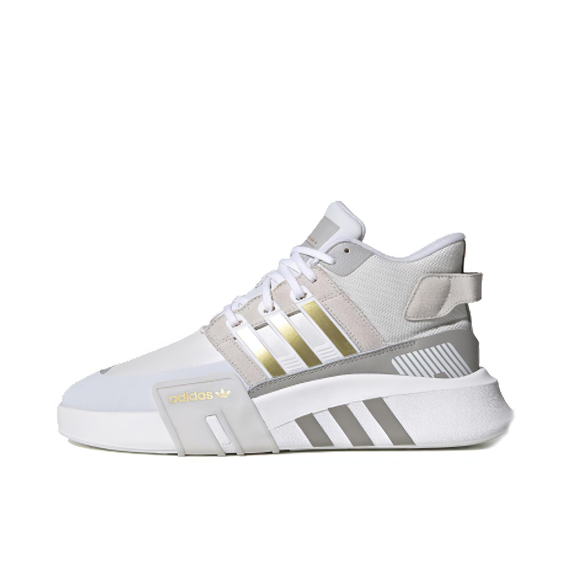 推荐商品：adidas Originals EQT BASK ADV V2 运动休闲鞋 防滑耐磨轻便透气舒适复古 White/Grey/Gold 白色/灰色/金色