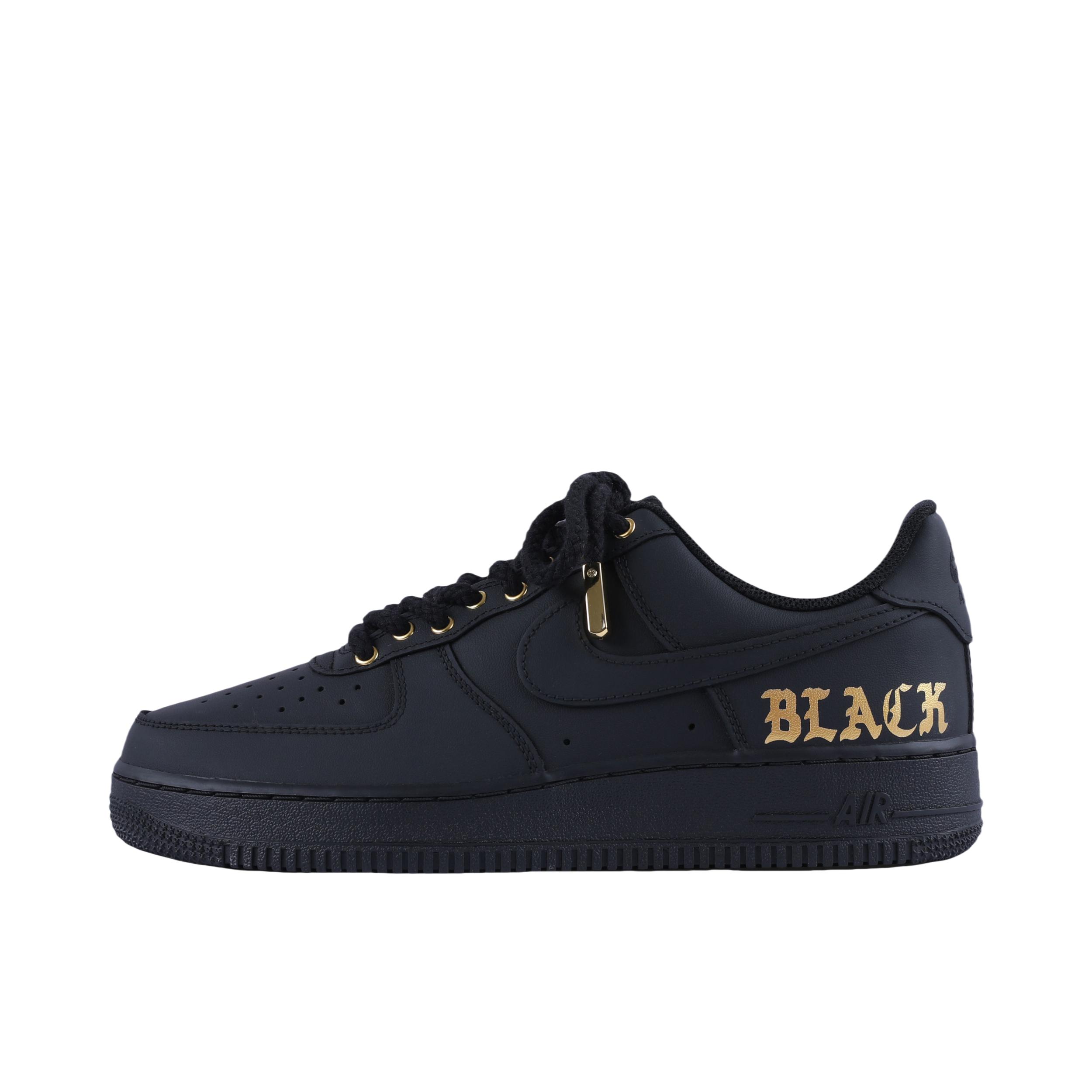 推荐商品：【定制款】 Nike Air Force 1 板鞋 防滑减震耐磨低帮增高 黑武士哑光纯黑金