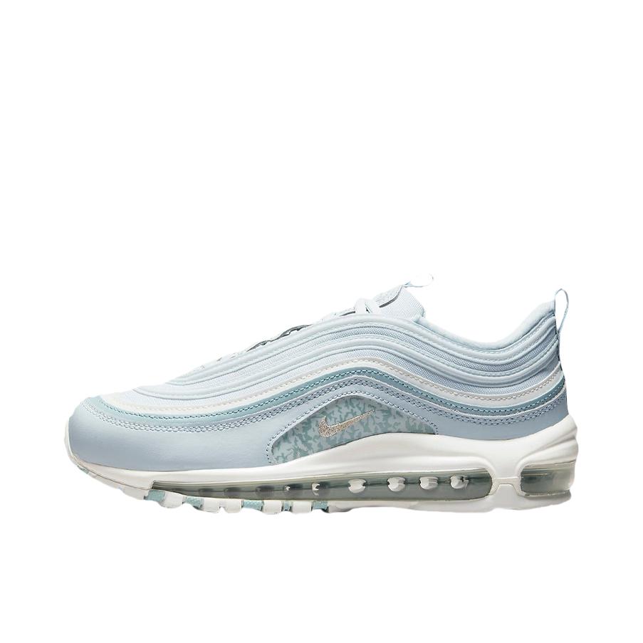 推荐商品：Nike Air Max 97 跑鞋 气垫减震全掌舒适透气防滑耐磨百搭复古织物合成革运动时尚圆头包裹性支撑 灰色/深蓝色/白色
