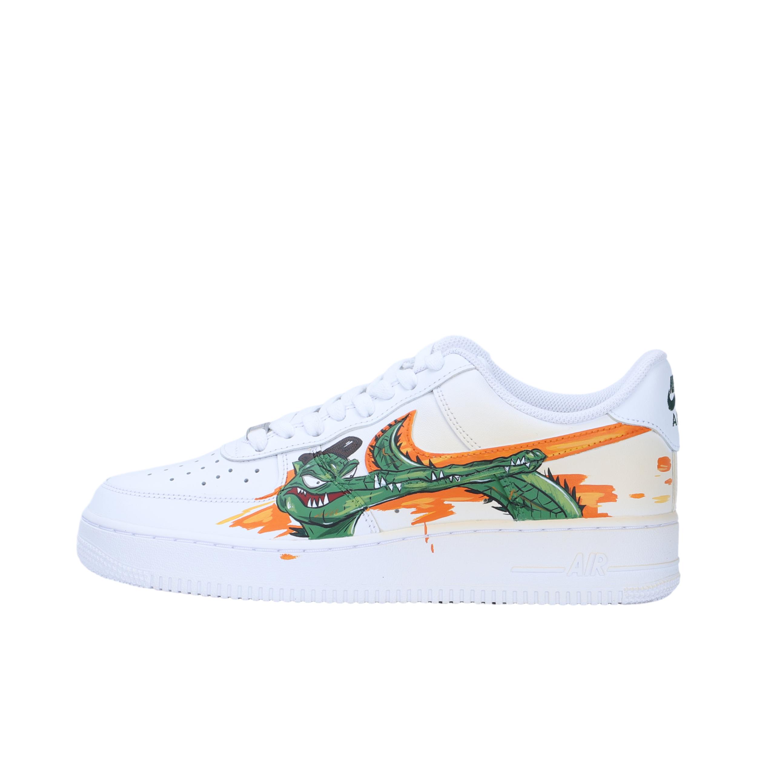 推荐商品：【定制款】 Nike Air Force 1 板鞋 防滑减震耐磨低帮增高 绿藤鳄鱼