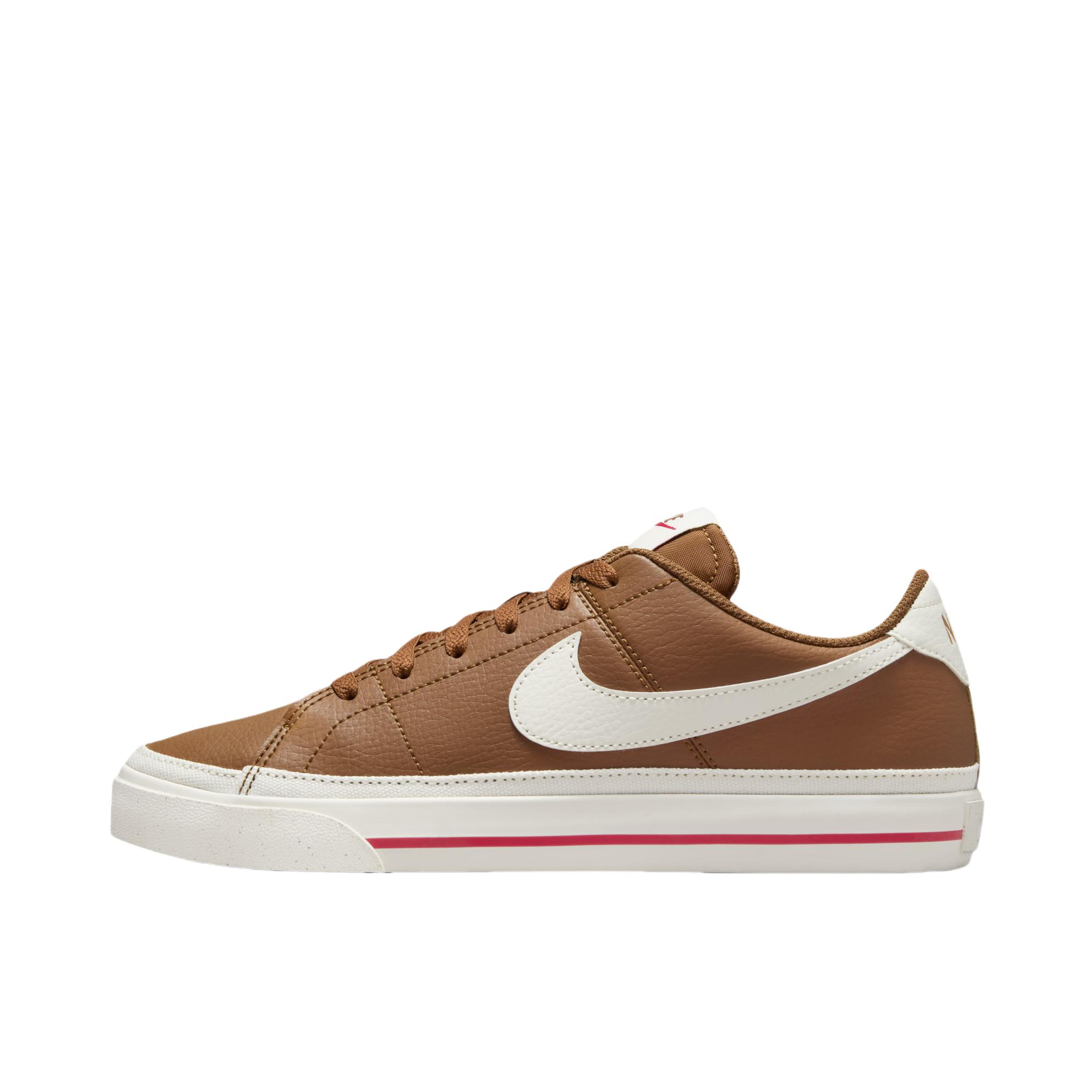 推荐商品：Nike Court Legacy 板鞋 复古舒适透气防滑耐磨休闲运动一脚蹬 女款/浅英国褐/帆白/火焰红
