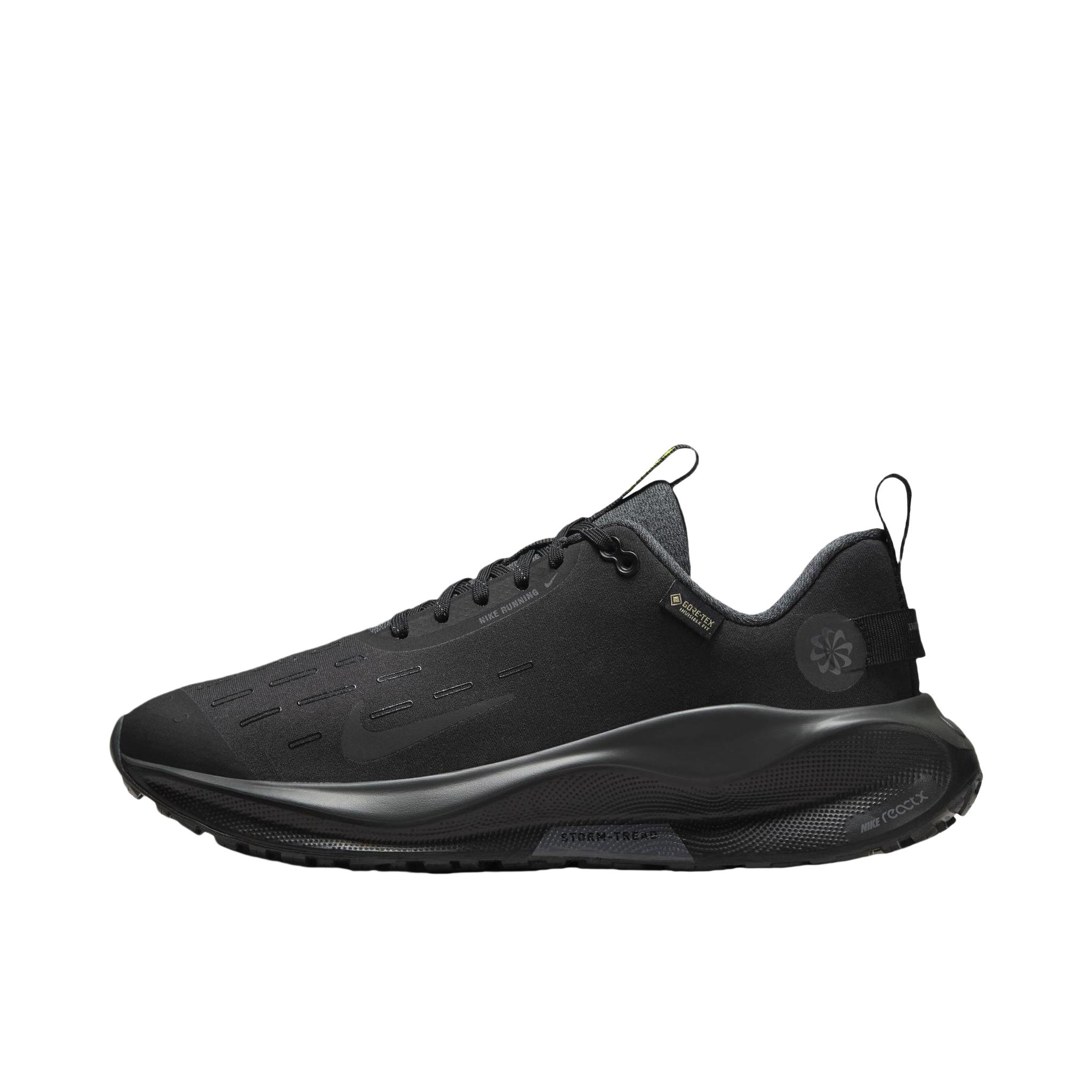 推荐商品：Nike React Infinity Run 4 跑鞋 公路舒适缓震防滑耐磨防水织物训练飞织抓地包裹性 女款/黑色/暗灰色