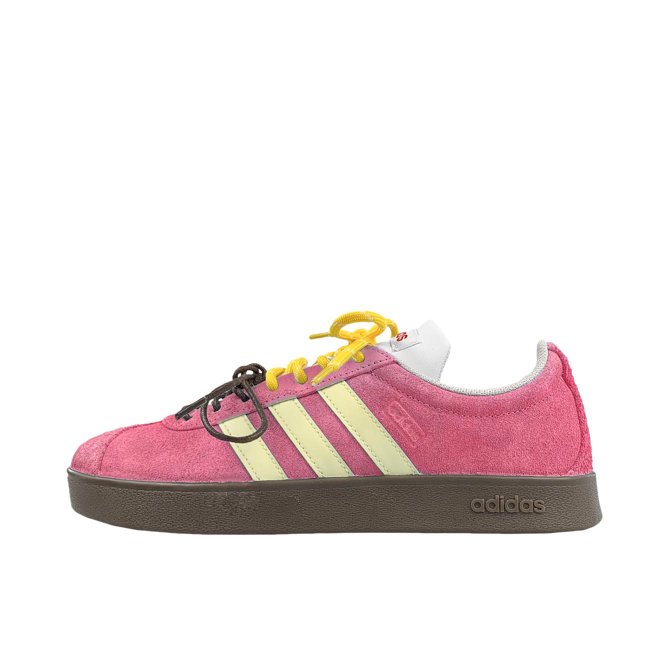 推荐商品：【定制球鞋】Adidas neo VL Court 2.0 德训鞋 板鞋 复古轻便耐磨芭蕾风甜美文艺抗冲击性防水 粉黄双鞋带