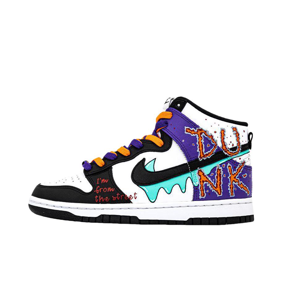 推荐商品：【定制球鞋】 Nike Dunk 板鞋 平跟系带防滑耐磨做旧高街简约百搭潮流复古美式 街头英文