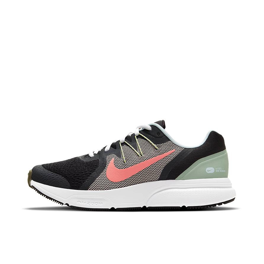 推荐商品：Nike Zoom Span 3 跑鞋 缓震回弹舒适轻便网面透气耐磨织物合成革日常跑 黑色/深红/白色