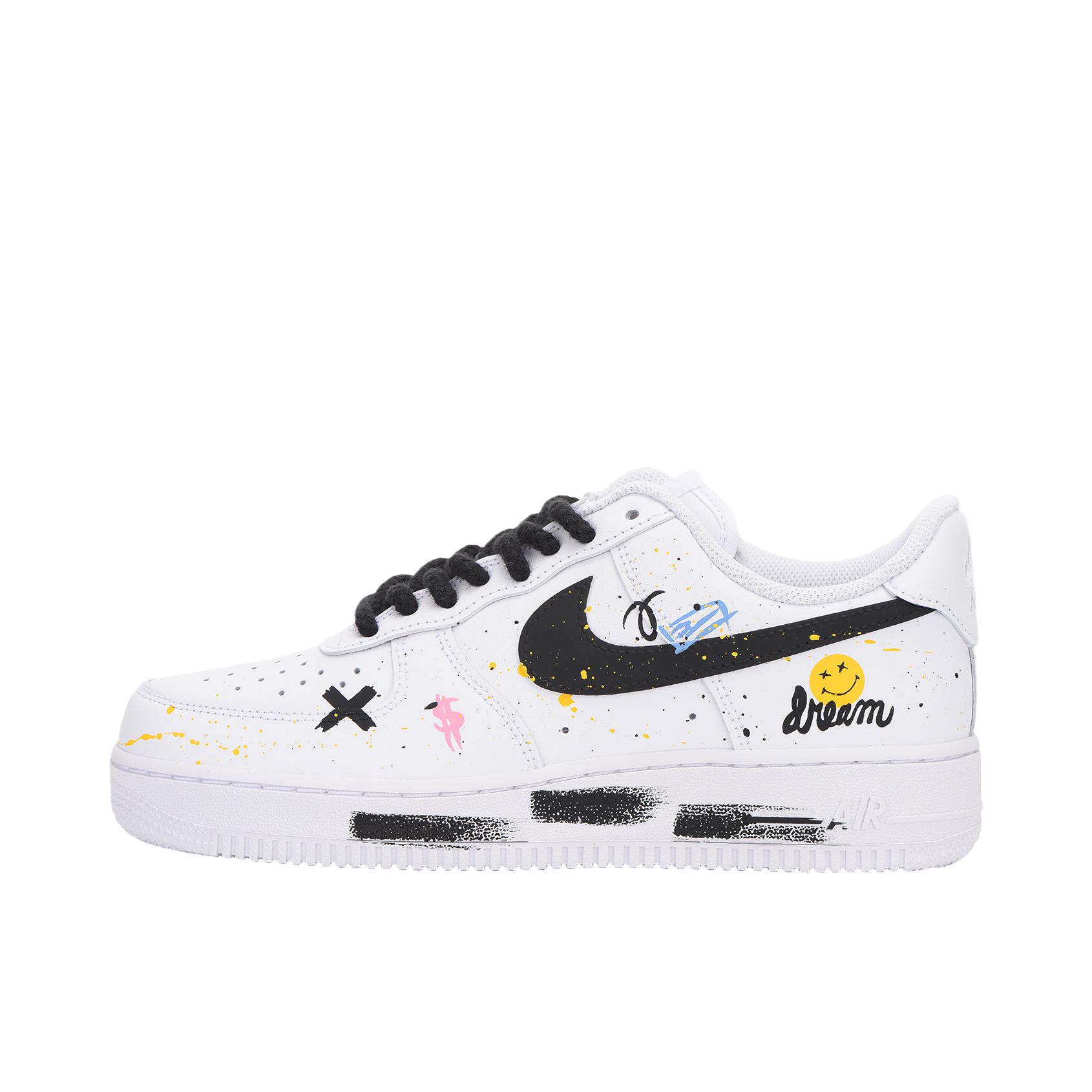 推荐商品：【定制款】 Nike Air Force 1 板鞋 防滑减震耐磨低帮增高 泼墨笑脸