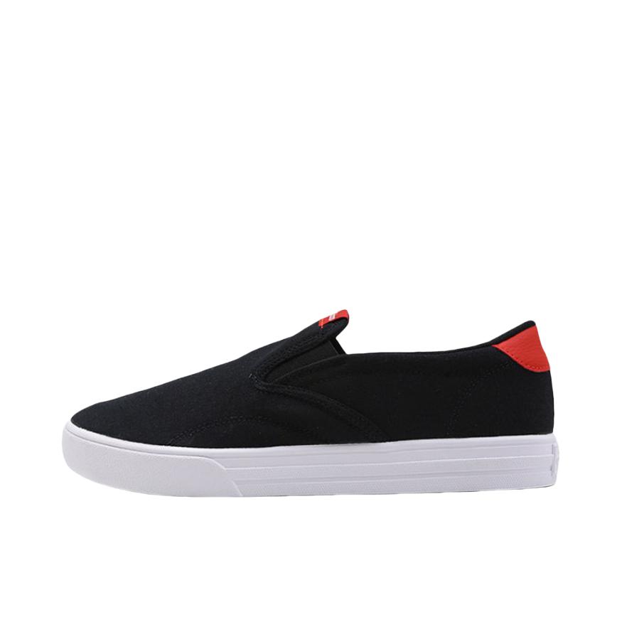 推荐商品：adidas Vs Set Slipon 板鞋 复古百搭防滑耐磨轻便透气休闲 Core Black/Shock Red 黑红