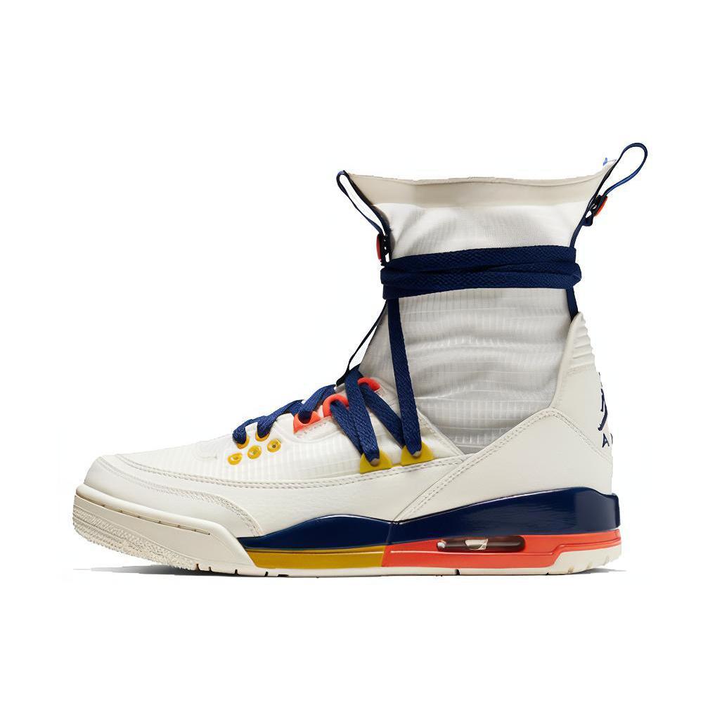 推荐商品：Air Jordan 3 运动休闲鞋 潮流复古抓地支撑缓震合成革圆头 Sail Blue Void 白黑/束口