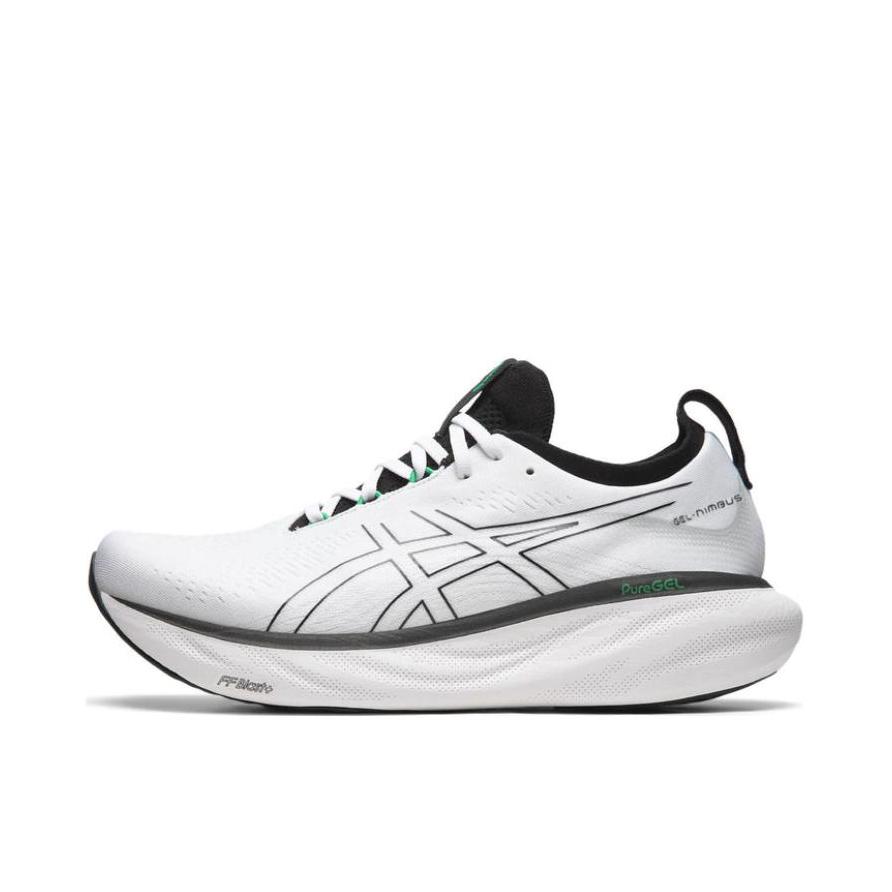 推荐商品：Asics/亚瑟士 Gel-Nimbus 25 跑鞋 稳定支撑缓震回弹舒适透气防滑耐磨防水织物轻量 白色/黑色/灰色