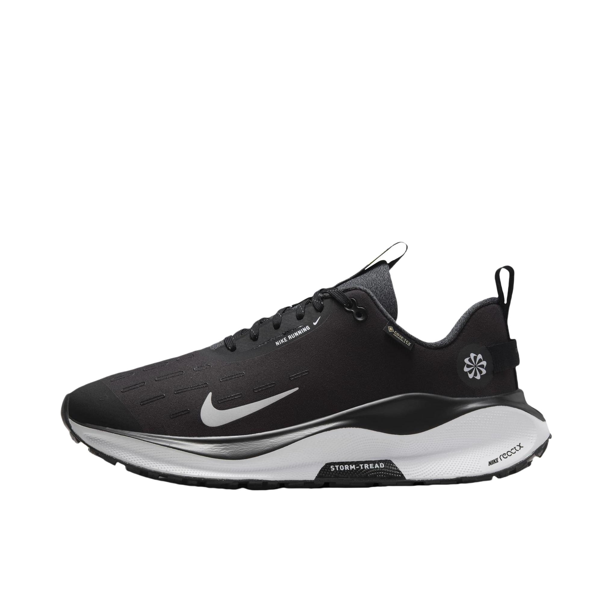推荐商品：Nike React Infinity Run 4 跑鞋 公路舒适缓震防滑耐磨防水织物训练飞织抓地包裹性 黑色/白色/煤黑/荧光黄
