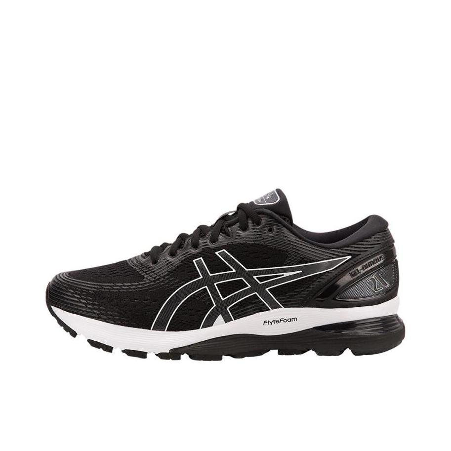 推荐商品：Asics/亚瑟士 Gel-Nimbus 21 跑鞋 舒适缓震防滑耐磨稳定支撑网面透气织物合成革慢跑 男款/4E/黑色/白色