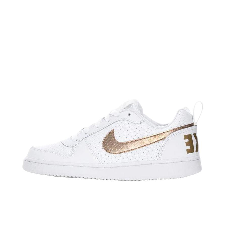 推荐商品：Nike Court Borough 板鞋 复古舒适透气防滑耐磨轻便防水耐穿 GS/白色/金钩