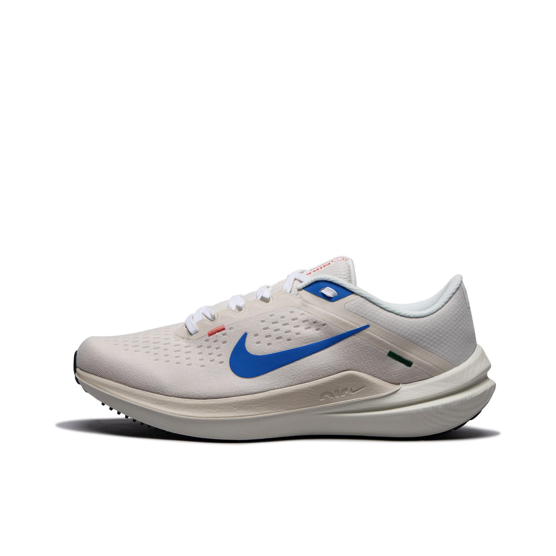 推荐商品：Nike Air Winflo 10 跑鞋 缓震回弹耐磨网面透气支撑短跑长跑圆头 男款/白色/蓝色