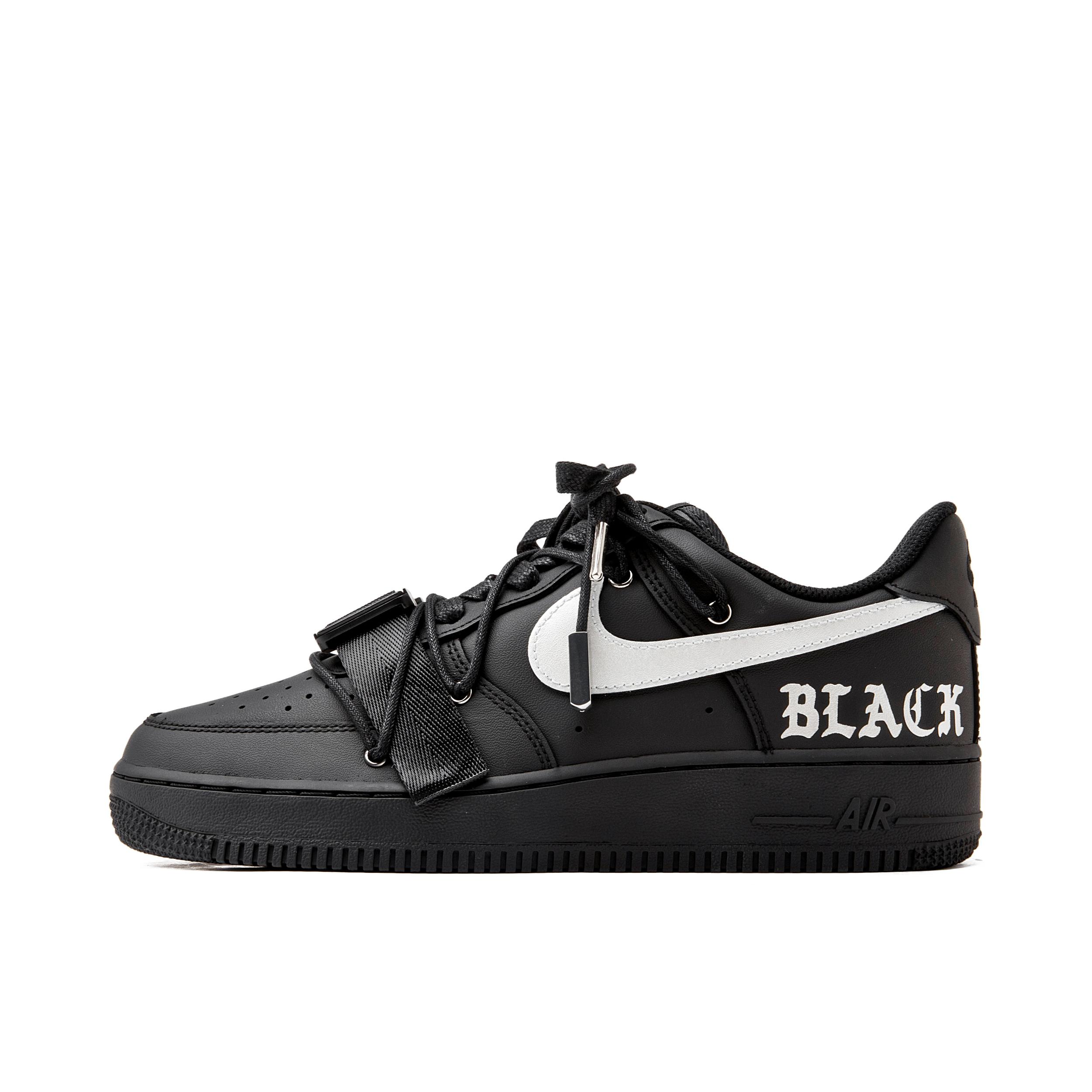 推荐商品：【定制款】 Nike Air Force 1 板鞋 防滑减震耐磨低帮增高 哑光黑银肆 
