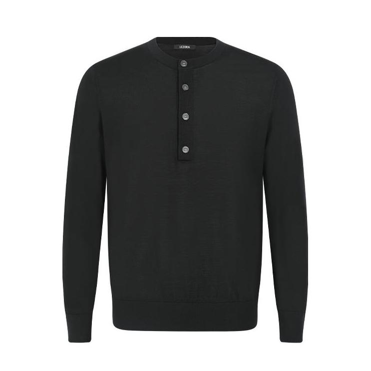推荐商品：lezora/乐着  纯色透气亲肤毛衣 M5097 黑