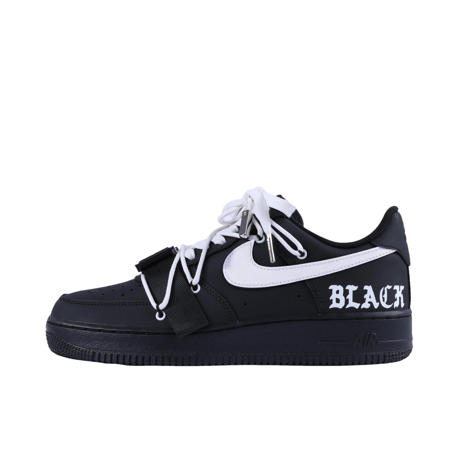 推荐商品：【定制款】 Nike Air Force 1 板鞋 防滑减震耐磨低帮增高 哑光黑白肆