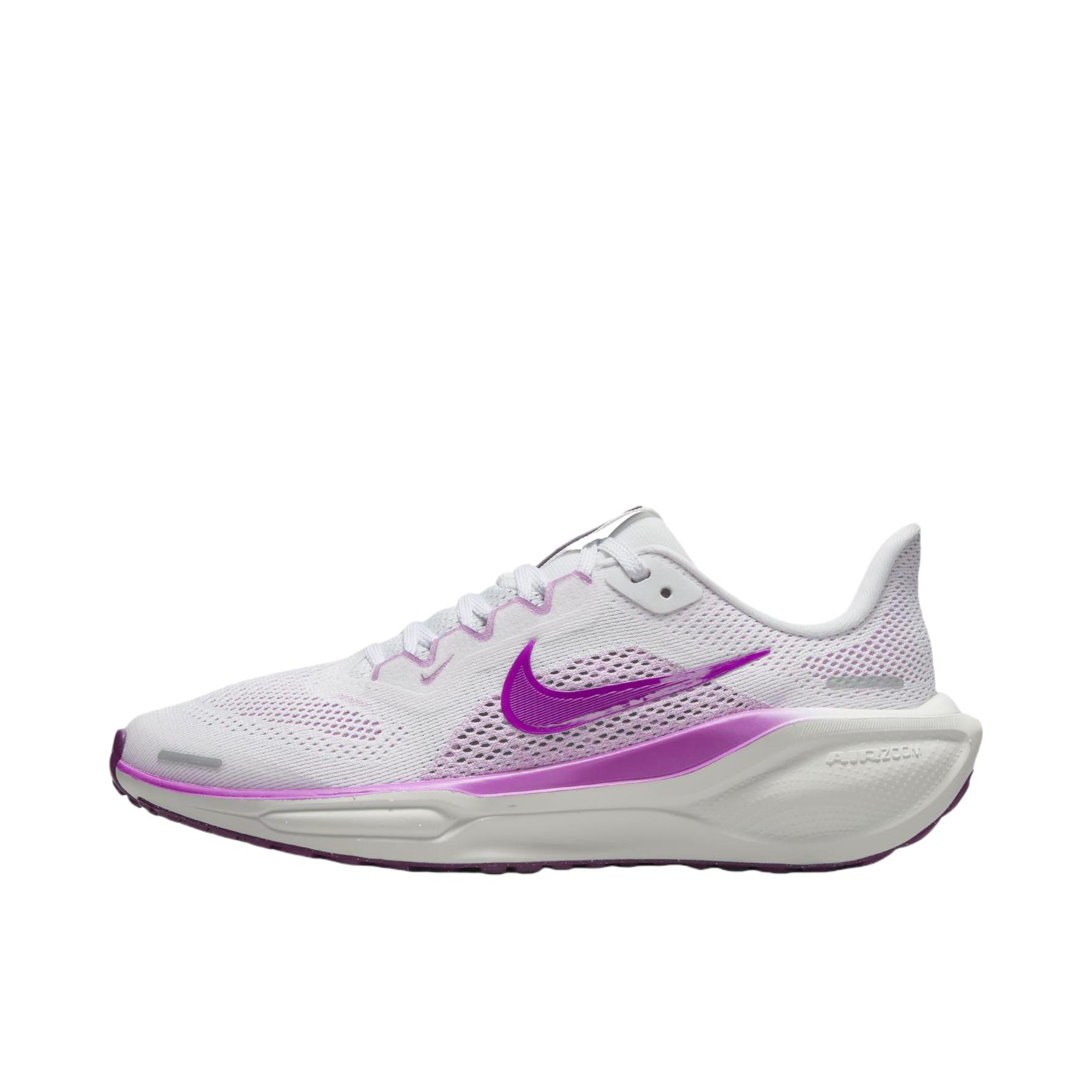 推荐商品：Nike Air Zoom Pegasus 41 飞马 跑鞋 ReactX泡绵缓震透气轻便回弹训练防滑马拉松短跑支撑贴合耐用 大童/白色/超级紫罗兰色/黑色/张扬粉