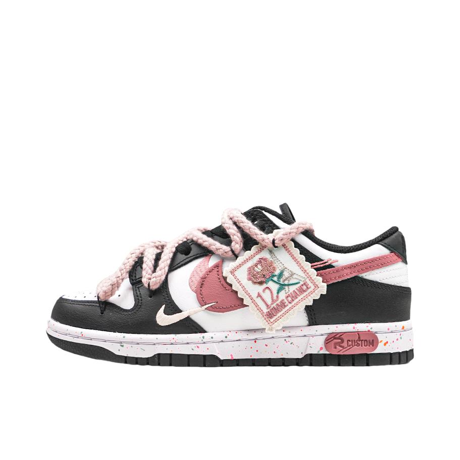 推荐商品：【定制球鞋】 Nike Dunk 板鞋 平跟系带防滑耐磨做旧高街简约百搭潮流复古美式 女款/双钩/玫瑰心事
